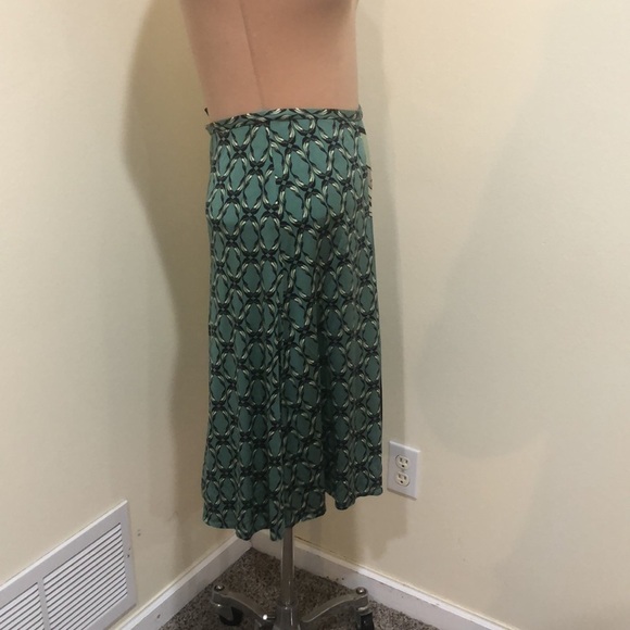 ISSA London Skirt Size US 6 Teal Blue Green Printed Silk A-Line - Picture 4 of 8